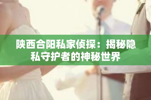 陕西合阳私家侦探：揭秘隐私守护者的神秘世界