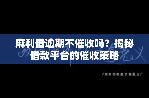麻利借逾期不催收吗？揭秘借款平台的催收策略