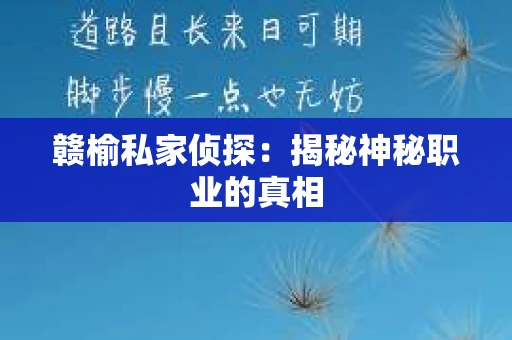 赣榆私家侦探：揭秘神秘职业的真相