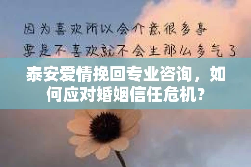 泰安爱情挽回专业咨询，如何应对婚姻信任危机？